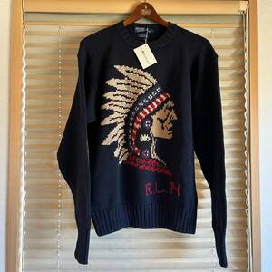 新品 L Polo Ralph Lauren indian chief head sweater インディアン ヘッド セーター stadium p wing cap sport rlx rrl country 1992 1993