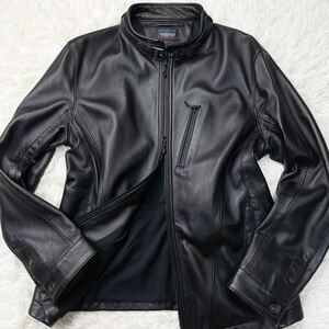 極美品 Lサイズ NICOLE CLUB FOR MEN ニコルクラブフォーメン ラムレザー 子羊革 本革 シングルライダース レザージャケット 黒 ブラック