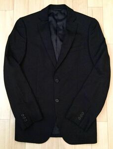 美品「The Suit Company」ストライプ柄 2Bスーツジャケット Black SIZE:M ウールマークブレンド センターベント