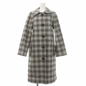 バーバリー Walkden Plaid Wool Coat コート ステンカラー アウター ロング くるみボタン 千鳥柄 US6 M 黒 ブラック 白 ホワイト