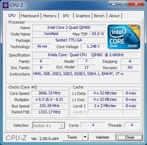 INTEL Core 2 Quad Q8400 (2.66 GHz) LGA775 ★中古正常品★