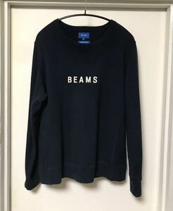 ◆【人気】BEAMS ビームス /クルーネック ロゴスウェット / NAVY×WHITE Msize