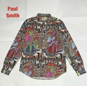 【人気】Paul Smith　ポールスミス　総柄シャツ　ロックポスタープリント　ヴィンテージロック　個性的　定価30,800円　272700 610P