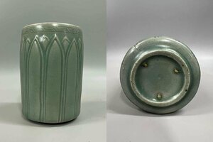 ■観心・時代旧蔵■C652朝鮮古美術 古高麗 高麗磁 李朝 高麗青磁陰刻茶杯