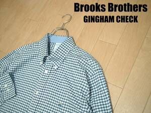 大人気BROOKS BROTHERSワンポイント刺繍ギンガムチェックボタンダウンシャツ白紺XL正規ブルックスブラザーズ美品1818ホワイトxネイビー長袖