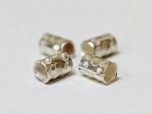 ●わくわくとんぼ玉★得割! カレンシルバーハンマー加工丸管型ビーズ4個セットA(Φ4.0mm) Karen silver 925 銀 ハンドメイド【T23001A】