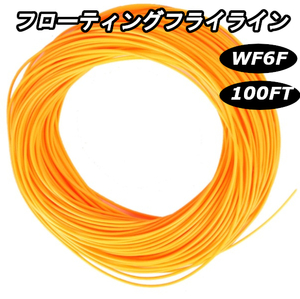 フライフィッシング　フローティング　フライライン　オレンジ　　WF6F　100フィート　約30mウェイトフォワード　渓流