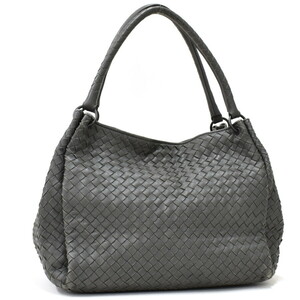 1円 ◎美品 BOTTEGA VENETA ボッテガヴェネタ トートバッグ 肩掛け パラシュート イントレチャート レザー グレー◎E.Clpo.tI-01