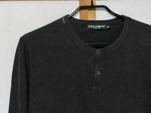 ★DOLCE & GABBANA ドルチェ＆ガッバーナ　黒でヘンリーネックの長袖Tシャツ 50★イタリア製