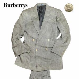 Burberrys バーバリーセットアップ金ボタン ダブル チェックグレー L相当 三陽商会 ビジネス 紳士 1スタ(1円スタート)