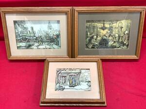 シャドーボックス ANTON PIECK アントンピーク　3Dアート 立体画　3点セット　額装　インテリア 額縁 立体アート 絵画 美術品 M-0301-11