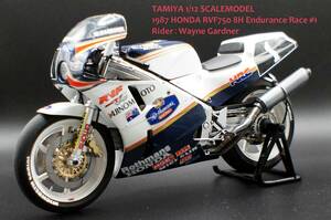 1/12 タミヤ TAMIYA 1987 Rohtmans ホンダ HONDA RVF750 SUZUKA 8時間耐久レース 塗装済 完成品