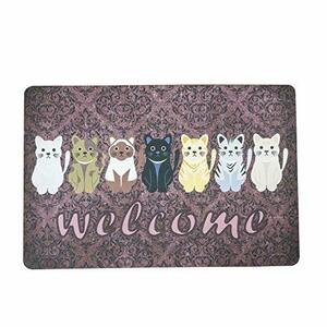 かわいい 猫 玄関マット welcome おしゃれ ねこ 柄 リビング マット 約40cm×60cm (A柄)