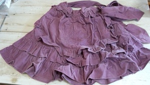 【送込】シャーリーテンプル Shirley Temple １２０キュートなコーデュロイ　エプロンスカート 紫 パープル ピンク リボン フリル 別珍