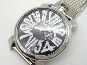 1円◆稼働◆ ガガミラノ 5080 マヌアーレ ブラック クオーツ メンズ 腕時計 O260