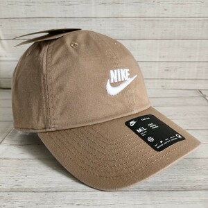 【55-57cm】NIKE　ナイキ　ベージュ　キャップ　ユニセックス　スポーツ　アウトドア　テニス　ジム　ダンス　トレーニング　ロゴ刺繍　