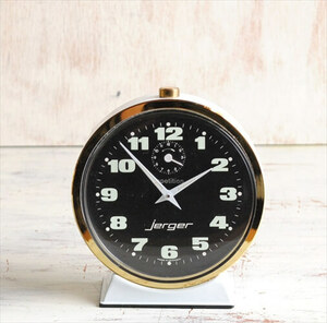 訳あり ドイツ製 ヴィンテージ Jerger 手巻き 目覚まし時計 ゼンマイ式 時計 置き時計 アナログ アンティーク ig3152