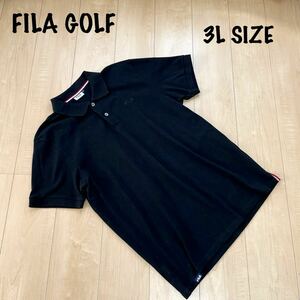 FILA GOLF フィラゴルフ　半袖ポロシャツ メンズ　3Lサイズ ブラック　黒　ゴルフウェア ゴルフシャツ　 GOLF 刺繍ロゴ