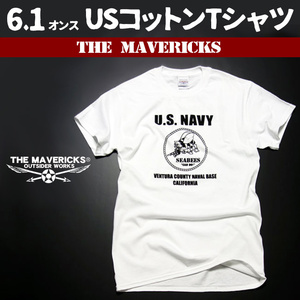 ミリタリー 半袖 Tシャツ M メンズ 米海軍 SeaBees 蜂モデル THEMAVERICKS ブランド 白 ホワイト
