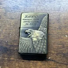 ZIPPO イーグル 立体メタル アンティークブラス 1Pダイヤ 1995年