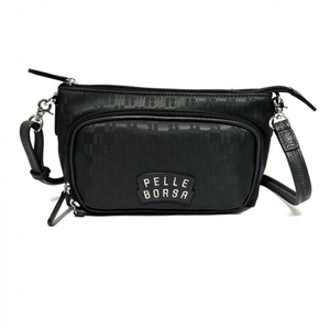 ペレボルサ PELLE BORSA ショルダーバッグ - ナイロン×レザー ダークグレー 美品 バッグ