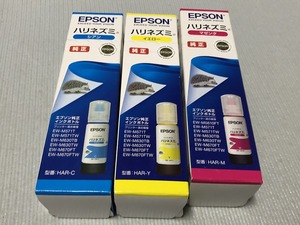 未使用　EPSON　ハリネズミ　シアン イエロー　マゼンタ　3本セット　純正インクボトル　赤　青　黄　