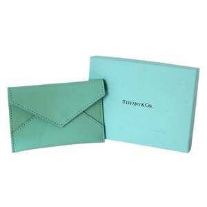 Tiffany&Co. ティファニー エナメル カードケース レザー ティファニー・ブルー 箱 ホック開閉 NT-no Bランク