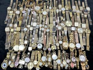 動作未確認品 ジャンク ゴールドカラー 金色 ステンレス 金属系 腕時計 100本 SEIKO/CITIZEN ブランド まとめ売り 大量 まとめて