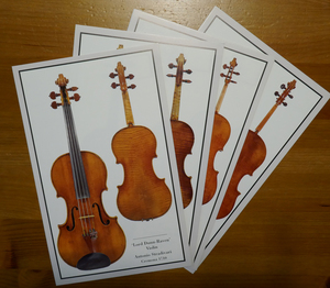 バイオリンとチェロ　名器の絵葉書　4種　３パック