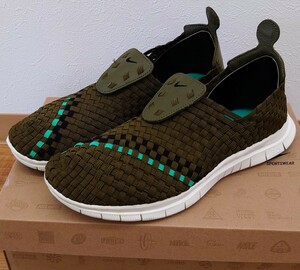 28cm 美品 NIKE FREE WOVEN AIR HTM FRAGMENT DESIGN ナイキ フリー ウーブン エア サンダル 555307 311 US10 オリーブ グリーン カーキ