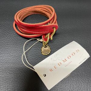 レッドームーン REDMOON レザーブレスレット 本革 ブラス　コンチョ　未使用　赤　レッド　アクセ　日本製　MADE IN JAPAN