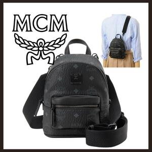 ○★新品 未使用 MCM スターク クロスボディ ミニ リュック型ショルダー 黒○●