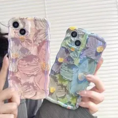 【iPhone 14 promax ケース】ピンク 携帯 花柄 チェーン付き