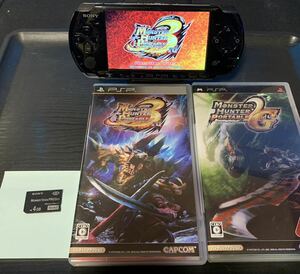 【中古プレミア】　PSP3000 グランツーリスモモデル　動作確認OK　メモリーカード　おまけソフト　モンスターハンター　写真要確認