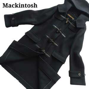 Mackintosh マッキントッシュ ダッフルコート ロング ウール ブラック 黒 牛革 英国製 シンプル 34 S