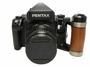 1円〜 レンズセット!! 1:2.4 105mm 1:4 45mm ペンタックス 67Ⅱ 一眼レフ フィルムカメラ 木製グリップ付き 中盤カメラ 単焦点 PENTAX 本体