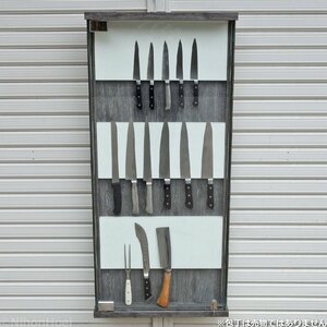 マグネット式 ガラスショーケース ◆ 壁掛けタイプ 左開き 鍵付き ◆ 磁石 包丁/ナイフ/工具など鉄製の物 ディスプレイ