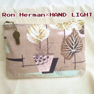 ○【ビンテージ生地】ハンドライト×ロンハーマン/HAND LIGHT for Ron Herman/リメイク/ハンドメイド/ファブリック/クラッチバッグ/