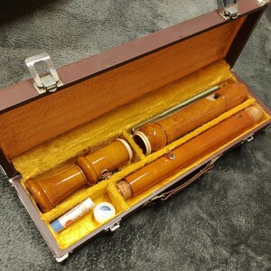 A04213 ZEN-ON 全音 木管楽器 木製 リコーダー Tenor テナー 全長約６３cm ハードケース 吹奏楽 楽器 