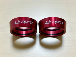 ◆ Litepro ハンドルバーセンターリング ◆ 新品 レッド色 アルミ製 25.4mm / ライトプロ ダホン ターン ルノー