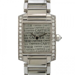 カルティエ Cartier タンク フランセーズ ベゼルダイヤ WE1024S3 シルバー文字盤 中古 腕時計 レディース