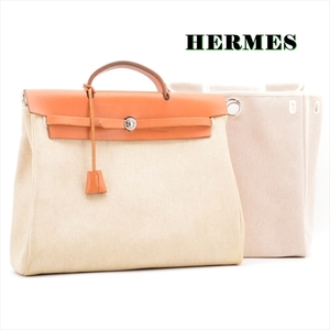 HERMES エルメス 美品 正規品 ★エールバッグ★ MM トワルアッシュ 刻印□ ヴィンテージ バンドバッグ レザー レディース ナチュラル