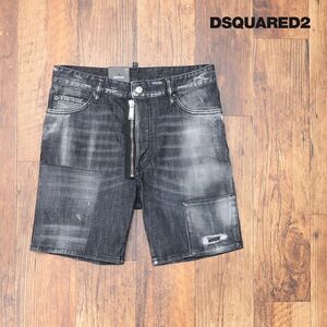 春夏/DSQUARED2/46サイズ/デニム ハーフパンツ S71MU0647 MARINE SHORT ダメージ パッチワーク Italy製 ショーツ 新品/黒/ブラック/id144/