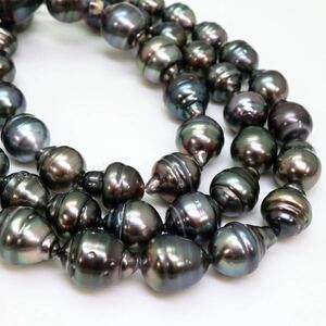 ＊南洋黒蝶真珠ネックレス・ブレスレット＊b 86.3g 46.0/20.5cm 8.0~12.5mm 黒真珠 pearl jewelry necklace accessory silver DA0/EA0