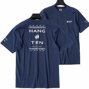 新品 春夏 ハンテン HANGTEN バックプリント 半袖 Tシャツ LL 青 シャツ トップス メンズ カジュアル ブルー ◆CG2325C