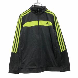 adidas ジャージ 160 ブラック グリーン アディダス キッズ ジップアップ ポケット 古着卸 アメリカ仕入 a505-6180