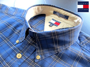 ★美品 トミーヒルフィガー TOMMY HILFIGER ボタンダウンシャツ 長袖 XXLサイズ 希少品 ハンサムチェック ネイビー×ブラック×ホワイト