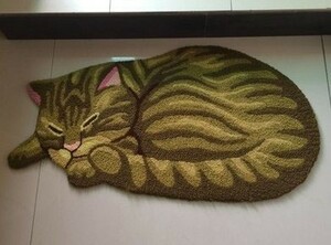 玄関マット 眠る猫ちゃん リアル ダイカット