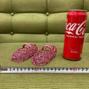 YK-5489 中古品 溶接アート 赤い靴くつ 長さ 約11.5cm×約4.5cm×約4.5cm 重量 約90g #クリスマス #女の子 #シューズ #ピンク #キッズ