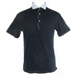 タケオキクチ TAKEO KIKUCHI ポロシャツ ステンカラー 半袖 薄手 コットン 無地 4 紺 ネイビー トップス /BT メンズ
